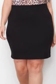 Kadın Moda Stil Mini Astarsız Örme Büyük Beden Beli Lastikli Örme Etek - 2