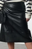 Kadın Moda Stil Midi Astarsız Dokuma Büyük Beden Dokuma Etek - 2