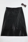 Kadın Moda Stil Midi Astarsız Dokuma Büyük Beden Dokuma Etek - 1