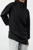 Kadın Tesettür Moda Şık Regular Kapüşonlu Standart Kol Regular Dalgıç Scuba Örme Sweatshirt - 3