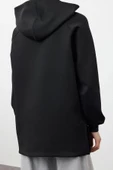 Kadın Tesettür Moda Şık Regular Kapüşonlu Standart Kol Regular Dalgıç Scuba Örme Sweatshirt - 6