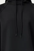 Kadın Tesettür Moda Şık Regular Kapüşonlu Standart Kol Regular Dalgıç Scuba Örme Sweatshirt - 4