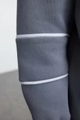 Kadın Moda Şık Oversize Fermuarlı Yaka Düşük Kol Standart Biye Detaylı Geniş Kalıp Örme Sweatshirt - 4