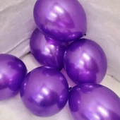 25 ADET 1.KALİTE PARLAK METALİK MOR BALON HELYUM GAZI UYUMLUDUR 25 PCS SHINY METALLIC PURPLE BALLOON - 1