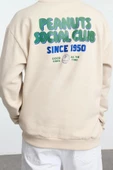 Kadın Moda Şık Bol Bisiklet Yaka Standart Kol Regular Unısex Geniş Kesim Sweatshirt - 6
