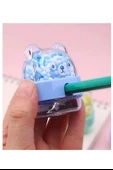 Boncuklu Sevimli Ayıcık Kalemtıraş 4 Renk 1 Paket Hazneli Kalemtraş Ayıcıklı Standart Kalem Açacağı Sevimli Plastik - 4
