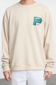 Kadın Moda Şık Bol Bisiklet Yaka Standart Kol Regular Unısex Geniş Kesim Sweatshirt - 4