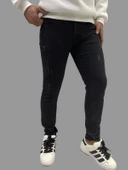 Erkek Dar Paça Tırnaklı NewOne Koyu Siyah Kot Pantolon thumbnail 2