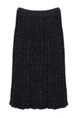 Kadın Moda Stil Midi Astarsız Triko Midi Simli Pileli Triko Etek - 1