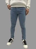 Erkek Dar Paça Tırnaklı NewOne Buz Mavisi Kot Pantolon - 1