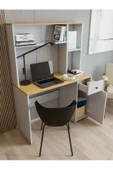 MONTENERO Çalışma Masası Parlak Beyaz Marbella Kitaplıklı Raflı Modern Masa - 3