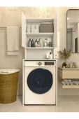 MONTENERO Çamaşır Makinesi Üstü Düzenleyici Parlak Beyaz Modern Banyo Dolabı - 2