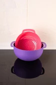 Makarna, Sebze, Meyve Yıkama Süzgeci Badyalı - 5 Litre Karıştırma Kabı Çok Amaçlı İkili Set 26 cm - 1