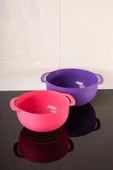 Makarna, Sebze, Meyve Yıkama Süzgeci Badyalı - 5 Litre Karıştırma Kabı Çok Amaçlı İkili Set 26 cm - 2