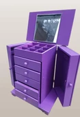 Hobi ERDL MODEL90524 7Çekmece Aynalı Makyaj Şifonyer Kutu MOR Renk El Yapımı - 4