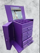 Hobi ERDL MODEL90524 7Çekmece Aynalı Makyaj Şifonyer Kutu MOR Renk El Yapımı - 1