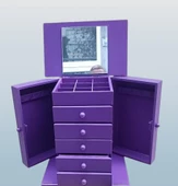 Hobi ERDL MODEL90524 7Çekmece Aynalı Makyaj Şifonyer Kutu MOR Renk El Yapımı - 2