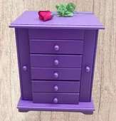 Hobi ERDL MODEL90524 7Çekmece Aynalı Makyaj Şifonyer Kutu MOR Renk El Yapımı - 8