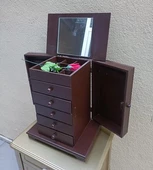 Hobi ERDL MODEL90525 7Çekmeceli Takı Şifonyer Kutu Aynalı Ceviz Renkli El Yapım - 8