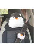 Pingu Penguen Araba Boyun Yastığı Ve Emniyet Kemeri Aksesuarı Peluş Kılıf Seti (1 YASTIK VE 1 KILIF) - 1