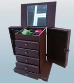 Hobi ERDL MODEL90525 7Çekmeceli Takı Şifonyer Kutu Aynalı Ceviz Renkli El Yapım - 1