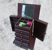 Hobi ERDL MODEL90525 7Çekmeceli Takı Şifonyer Kutu Aynalı Ceviz Renkli El Yapım - 3