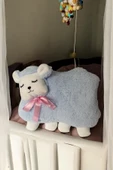 Mavi Kuzu Yastık Uykucu Dolum Oyuncak 40cm Orta Boy Hediyelik Yastık - 1