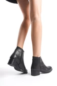 Kadın Hakiki Deri Mini Bootie Rahat Taban Yuvarlak Burun Casual Kışlık Bot - 8