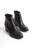 Kadın Hakiki Deri Mini Bootie Rahat Taban Yuvarlak Burun Casual Kışlık Bot - 7