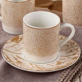 GÜRAL PORSELEN Camelia 12 Parça 6 Kişilik Bone Türk Kahvesi Fincan Takımı - 2511 - 7