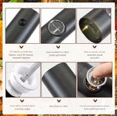 QASUL Kaba Baharat Öğütücü LED Işık Tasarımı Siyah Pille Çalışan Tuz Öğütücü Tek Elle Çalıştırma - 3