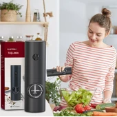 QASUL Kaba Baharat Öğütücü LED Işık Tasarımı Siyah Pille Çalışan Tuz Öğütücü Tek Elle Çalıştırma - 5