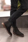 Shoetyle - Siyah Nubuk Erkek Chelsea Bot 365-0010 - 2