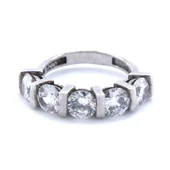 925 Ayar Gümüş Zirkon Baget Taşlı 5 Taş Kadın Yüzük GKY-119 thumbnail 4