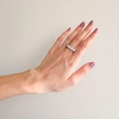 925 Ayar Gümüş Zirkon Baget Taşlı 5 Taş Kadın Yüzük GKY-119 thumbnail 2