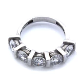 925 Ayar Gümüş Zirkon Baget Taşlı 5 Taş Kadın Yüzük GKY-119 thumbnail 6