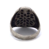 Akik Taşlı İşlemeli 925 Ayar Erkek Gümüş Yüzük GEY-209 thumbnail 4