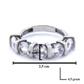 925 Ayar Gümüş Zirkon Baget Taşlı 5 Taş Kadın Yüzük GKY-119 thumbnail 3