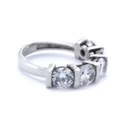 925 Ayar Gümüş Zirkon Baget Taşlı 5 Taş Kadın Yüzük GKY-119 thumbnail 5