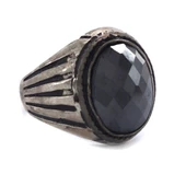 Akik Taşlı İşlemeli 925 Ayar Erkek Gümüş Yüzük GEY-209 thumbnail 3