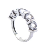 925 Ayar Gümüş Zirkon Baget Taşlı 5 Taş Kadın Yüzük GKY-119 thumbnail 1