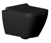 Seramiksan Saturn Rim-Out Kanalsız Mat Siyah Asma Klozet + Duroplast Yavaş Kapanır Kapak + VitrA Gömme Rezervuar Set - 2