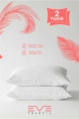 2 Adet Silikon Elyaf Nonwoven Yıkanabilir Antialerjik Vakumlu Yastık Seti 50x70cm 600 gr - 1