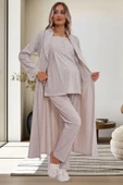 Mecit 6170 Bayan Hamile Lohusa Vizon Sabahlıklı Pijama Takımı - 1