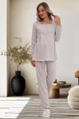 Mecit 6170 Bayan Hamile Lohusa Vizon Sabahlıklı Pijama Takımı - 4