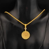 Çeyrek Altınlı 14 Ayar Zincirli Kolye thumbnail 4