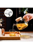Bambu Kapaklı Borosilikat Cam Demlik 1000ml Royaleks-CM-2000 - 4
