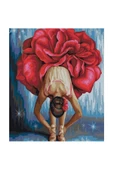 Canvas Kırmızı Çiçekli Balerin Sayılarla Boyama Seti  Kasnaklı 50 x 65 cm thumbnail 1