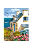 Canvas Sahil Evi Sayılarla Boyama Seti  Kasnaklı 90 x 110 cm thumbnail 1
