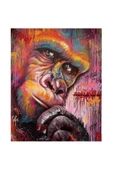 Canvas Düşünen Goril Sayılarla Boyama Seti  Kasnaklı 40 x 50 cm - 1